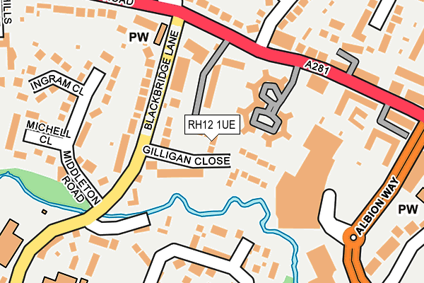 RH12 1UE map - OS OpenMap – Local (Ordnance Survey) RH12 1UE map - OS OpenMap – Local (Ordnance Survey)