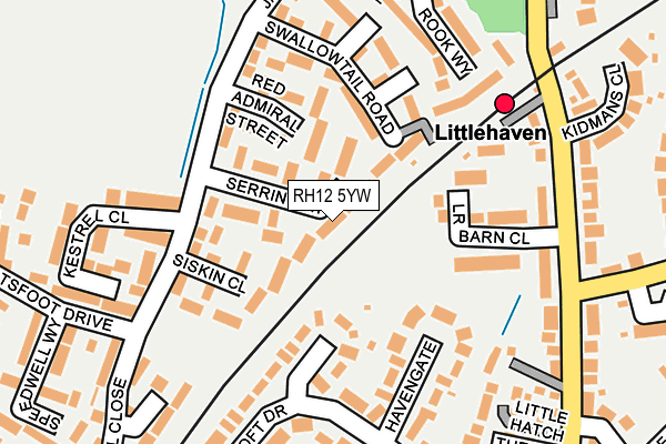 RH12 5YW map - OS OpenMap – Local (Ordnance Survey) RH12 5YW map - OS OpenMap – Local (Ordnance Survey)