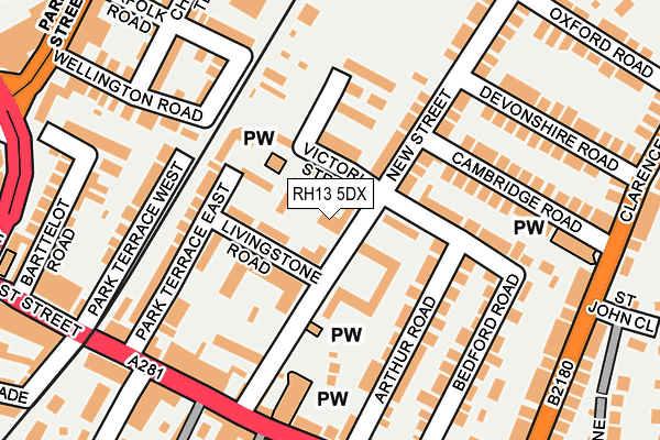RH13 5DX map - OS OpenMap – Local (Ordnance Survey) RH13 5DX map - OS OpenMap – Local (Ordnance Survey)
