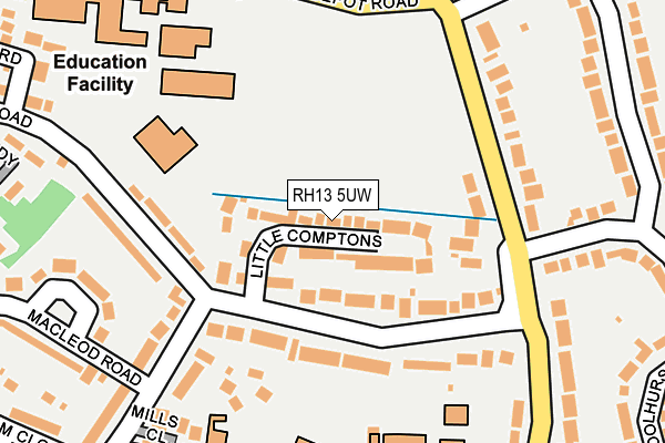 RH13 5UW map - OS OpenMap – Local (Ordnance Survey) RH13 5UW map - OS OpenMap – Local (Ordnance Survey)
