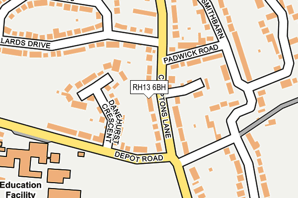 RH13 6BH map - OS OpenMap – Local (Ordnance Survey) RH13 6BH map - OS OpenMap – Local (Ordnance Survey)