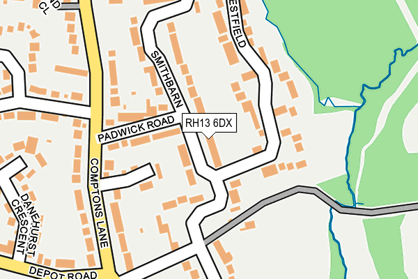 RH13 6DX map - OS OpenMap – Local (Ordnance Survey) RH13 6DX map - OS OpenMap – Local (Ordnance Survey)