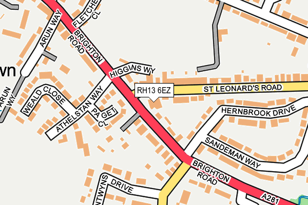 RH13 6EZ map - OS OpenMap – Local (Ordnance Survey) RH13 6EZ map - OS OpenMap – Local (Ordnance Survey)