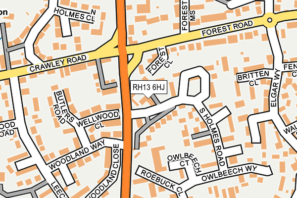 RH13 6HJ map - OS OpenMap – Local (Ordnance Survey) RH13 6HJ map - OS OpenMap – Local (Ordnance Survey)