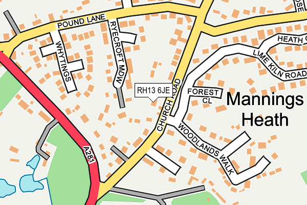 RH13 6JE map - OS OpenMap – Local (Ordnance Survey) RH13 6JE map - OS OpenMap – Local (Ordnance Survey)