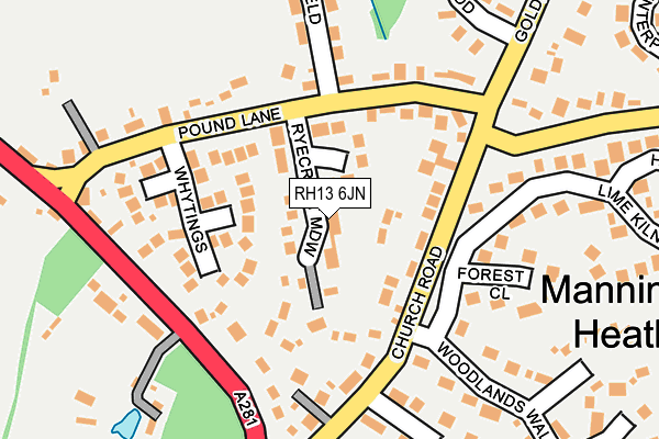 RH13 6JN map - OS OpenMap – Local (Ordnance Survey) RH13 6JN map - OS OpenMap – Local (Ordnance Survey)
