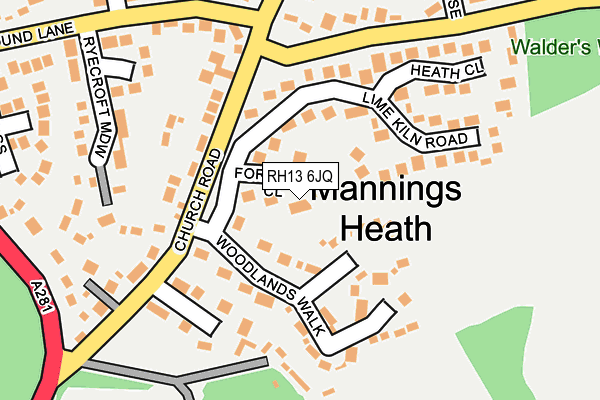 RH13 6JQ map - OS OpenMap – Local (Ordnance Survey) RH13 6JQ map - OS OpenMap – Local (Ordnance Survey)