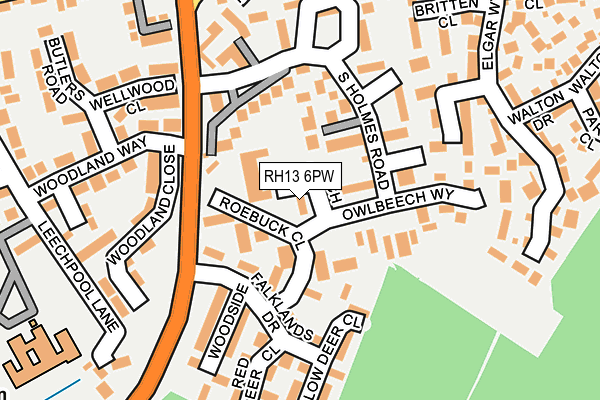 RH13 6PW map - OS OpenMap – Local (Ordnance Survey) RH13 6PW map - OS OpenMap – Local (Ordnance Survey)