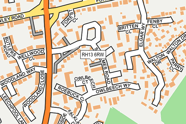 RH13 6RW map - OS OpenMap – Local (Ordnance Survey) RH13 6RW map - OS OpenMap – Local (Ordnance Survey)