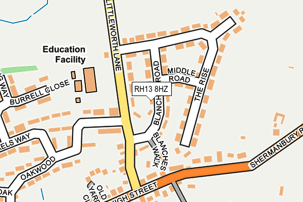 RH13 8HZ map - OS OpenMap – Local (Ordnance Survey)