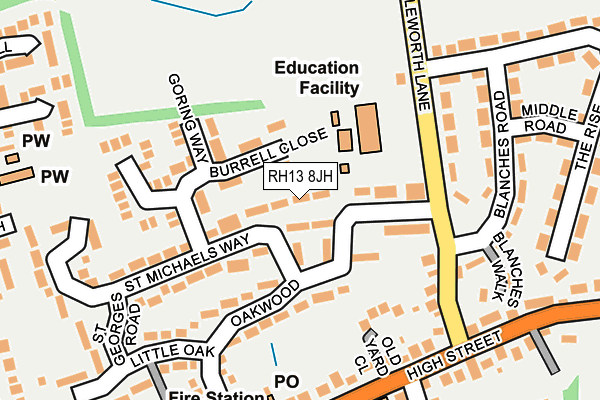 RH13 8JH map - OS OpenMap – Local (Ordnance Survey) RH13 8JH map - OS OpenMap – Local (Ordnance Survey)