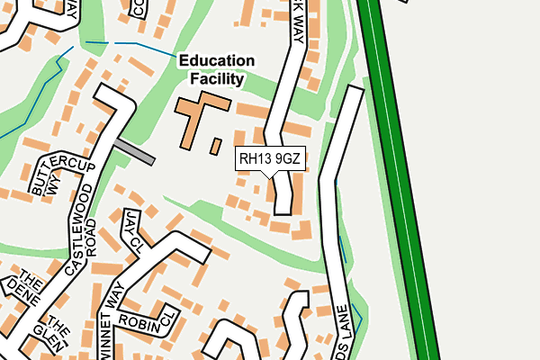 RH13 9GZ map - OS OpenMap – Local (Ordnance Survey) RH13 9GZ map - OS OpenMap – Local (Ordnance Survey)