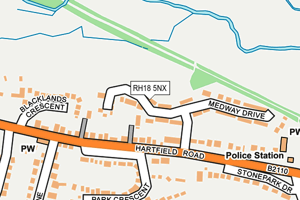 RH18 5NX map - OS OpenMap – Local (Ordnance Survey) RH18 5NX map - OS OpenMap – Local (Ordnance Survey)