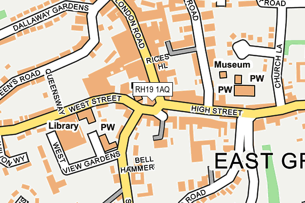 RH19 1AQ map - OS OpenMap – Local (Ordnance Survey)