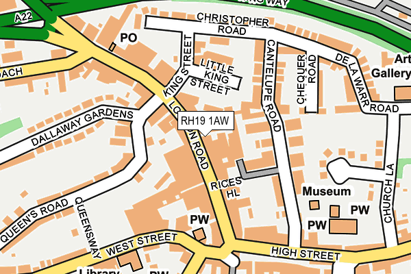 RH19 1AW map - OS OpenMap – Local (Ordnance Survey) RH19 1AW map - OS OpenMap – Local (Ordnance Survey)