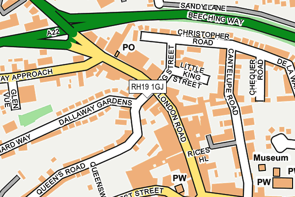 RH19 1GJ map - OS OpenMap – Local (Ordnance Survey) RH19 1GJ map - OS OpenMap – Local (Ordnance Survey)