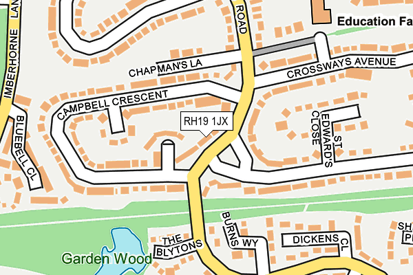 RH19 1JX map - OS OpenMap – Local (Ordnance Survey) RH19 1JX map - OS OpenMap – Local (Ordnance Survey)