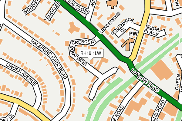 RH19 1LW map - OS OpenMap – Local (Ordnance Survey) RH19 1LW map - OS OpenMap – Local (Ordnance Survey)