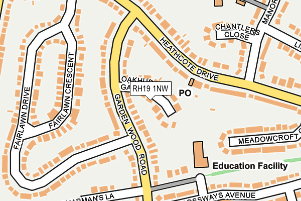 RH19 1NW map - OS OpenMap – Local (Ordnance Survey) RH19 1NW map - OS OpenMap – Local (Ordnance Survey)