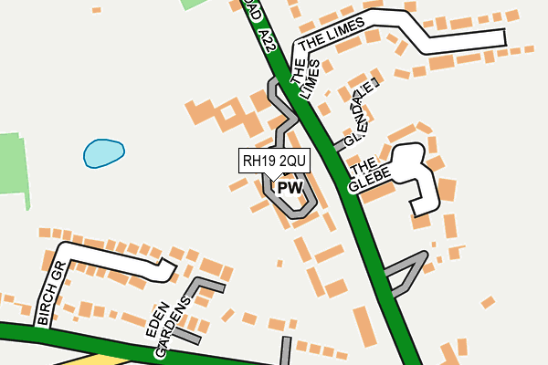 RH19 2QU map - OS OpenMap – Local (Ordnance Survey) RH19 2QU map - OS OpenMap – Local (Ordnance Survey)