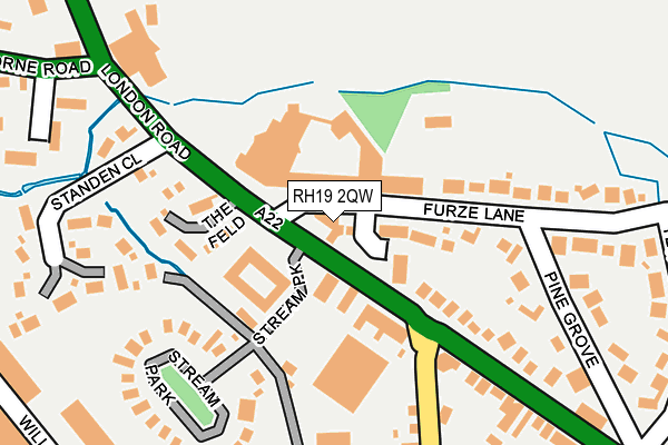 RH19 2QW map - OS OpenMap – Local (Ordnance Survey) RH19 2QW map - OS OpenMap – Local (Ordnance Survey)