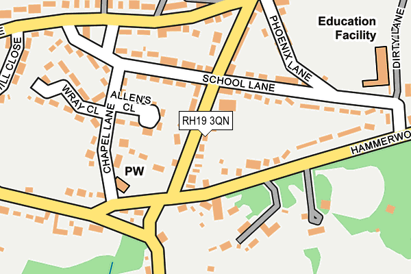 RH19 3QN map - OS OpenMap – Local (Ordnance Survey) RH19 3QN map - OS OpenMap – Local (Ordnance Survey)
