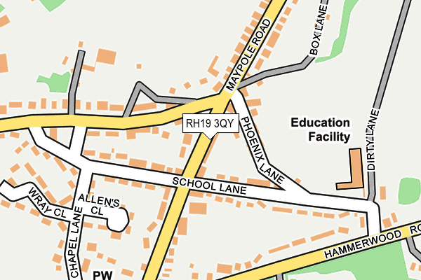 RH19 3QY map - OS OpenMap – Local (Ordnance Survey) RH19 3QY map - OS OpenMap – Local (Ordnance Survey)