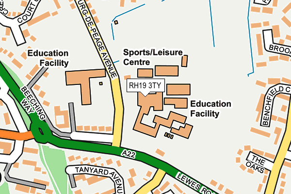 RH19 3TY map - OS OpenMap – Local (Ordnance Survey) RH19 3TY map - OS OpenMap – Local (Ordnance Survey)