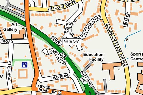 RH19 3YG map - OS OpenMap – Local (Ordnance Survey) RH19 3YG map - OS OpenMap – Local (Ordnance Survey)
