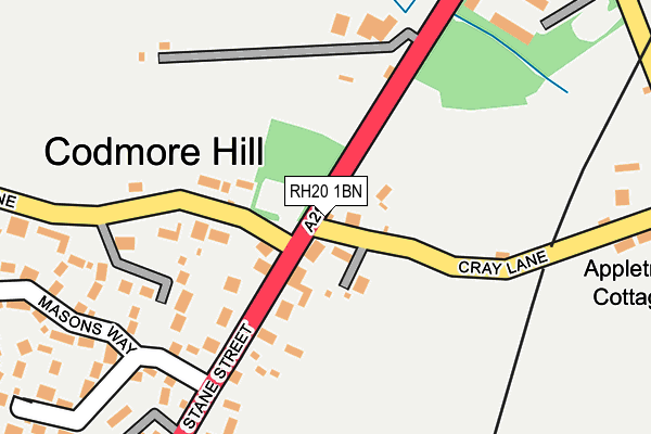 RH20 1BN map - OS OpenMap – Local (Ordnance Survey) RH20 1BN map - OS OpenMap – Local (Ordnance Survey)