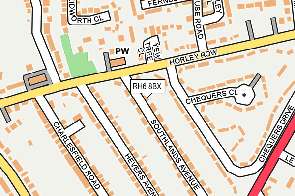RH6 8BX map - OS OpenMap – Local (Ordnance Survey) RH6 8BX map - OS OpenMap – Local (Ordnance Survey)