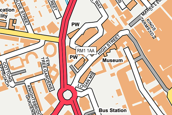 RM1 1AA map - OS OpenMap – Local (Ordnance Survey) RM1 1AA map - OS OpenMap – Local (Ordnance Survey)