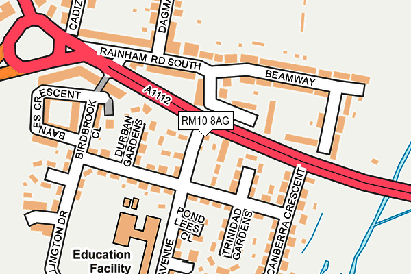 RM10 8AG map - OS OpenMap – Local (Ordnance Survey) RM10 8AG map - OS OpenMap – Local (Ordnance Survey)