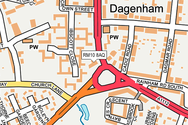 RM10 8AQ map - OS OpenMap – Local (Ordnance Survey)