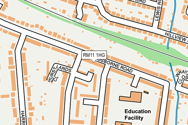 RM11 1HG map - OS OpenMap – Local (Ordnance Survey) RM11 1HG map - OS OpenMap – Local (Ordnance Survey)
