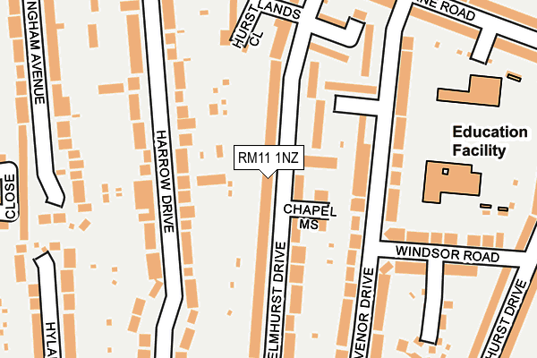 RM11 1NZ map - OS OpenMap – Local (Ordnance Survey) RM11 1NZ map - OS OpenMap – Local (Ordnance Survey)