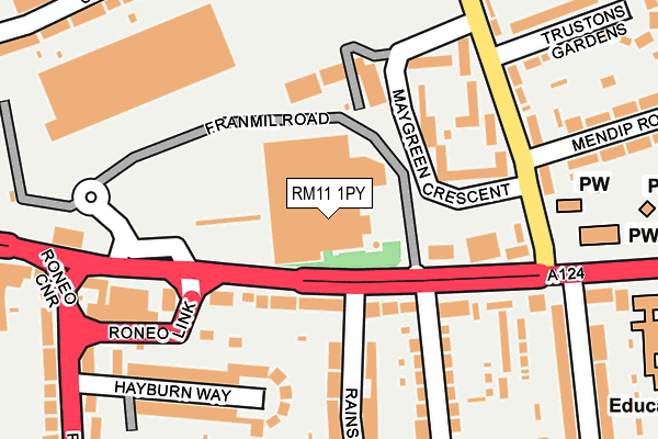 RM11 1PY map - OS OpenMap – Local (Ordnance Survey) RM11 1PY map - OS OpenMap – Local (Ordnance Survey)