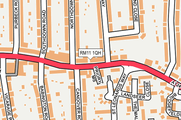 RM11 1QH map - OS OpenMap – Local (Ordnance Survey) RM11 1QH map - OS OpenMap – Local (Ordnance Survey)