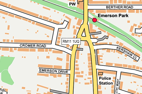 RM11 1UQ map - OS OpenMap – Local (Ordnance Survey) RM11 1UQ map - OS OpenMap – Local (Ordnance Survey)