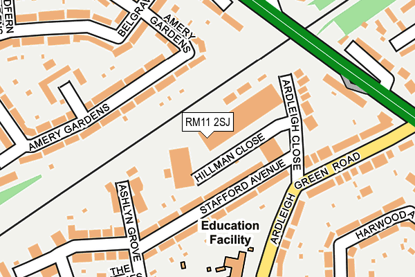 RM11 2SJ map - OS OpenMap – Local (Ordnance Survey) RM11 2SJ map - OS OpenMap – Local (Ordnance Survey)