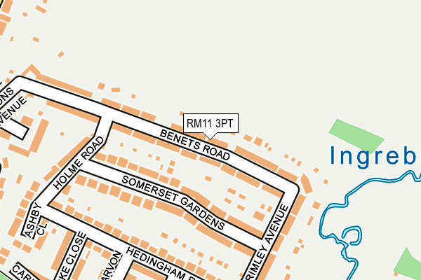 RM11 3PT map - OS OpenMap – Local (Ordnance Survey) RM11 3PT map - OS OpenMap – Local (Ordnance Survey)