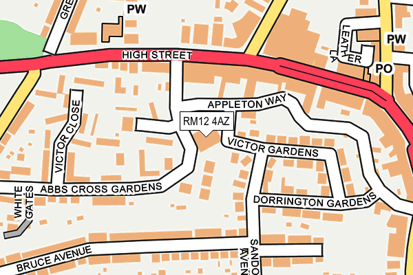RM12 4AZ map - OS OpenMap – Local (Ordnance Survey) RM12 4AZ map - OS OpenMap – Local (Ordnance Survey)