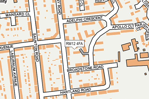 RM12 4FA map - OS OpenMap – Local (Ordnance Survey) RM12 4FA map - OS OpenMap – Local (Ordnance Survey)