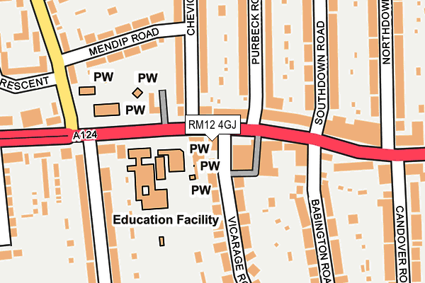 RM12 4GJ map - OS OpenMap – Local (Ordnance Survey) RM12 4GJ map - OS OpenMap – Local (Ordnance Survey)