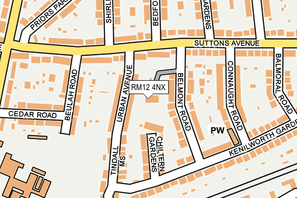 RM12 4NX map - OS OpenMap – Local (Ordnance Survey) RM12 4NX map - OS OpenMap – Local (Ordnance Survey)