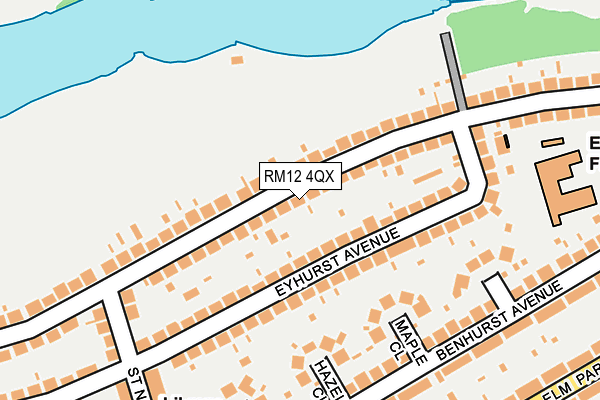 RM12 4QX map - OS OpenMap – Local (Ordnance Survey) RM12 4QX map - OS OpenMap – Local (Ordnance Survey)