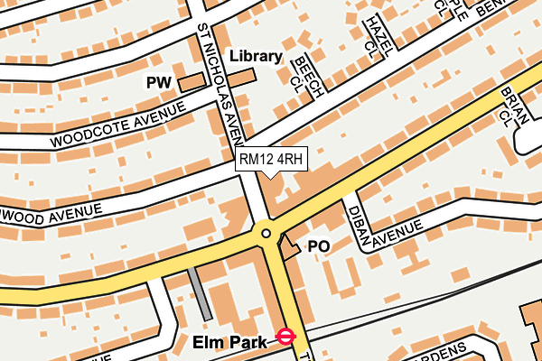 RM12 4RH map - OS OpenMap – Local (Ordnance Survey) RM12 4RH map - OS OpenMap – Local (Ordnance Survey)