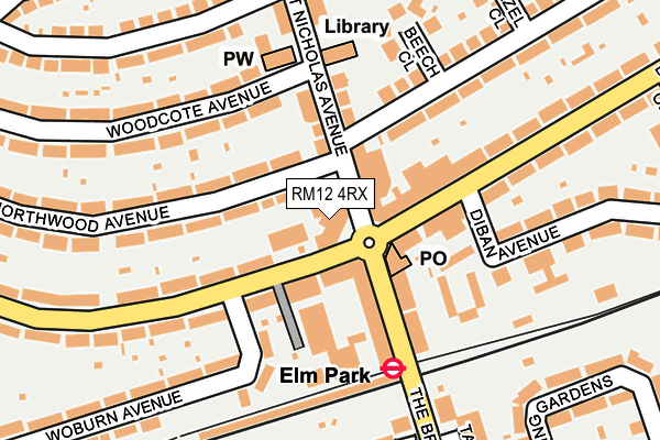 RM12 4RX map - OS OpenMap – Local (Ordnance Survey) RM12 4RX map - OS OpenMap – Local (Ordnance Survey)