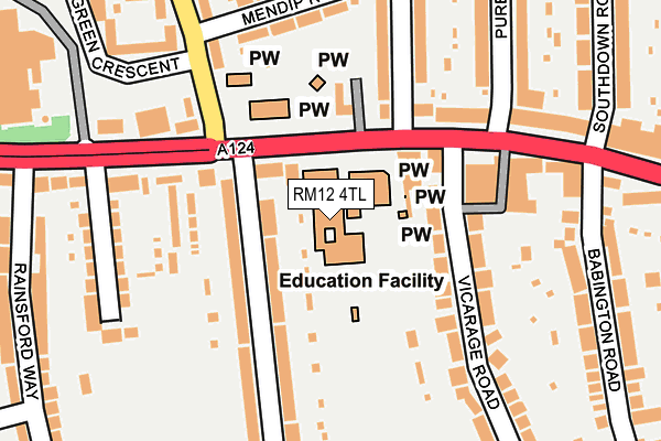 RM12 4TL map - OS OpenMap – Local (Ordnance Survey) RM12 4TL map - OS OpenMap – Local (Ordnance Survey)