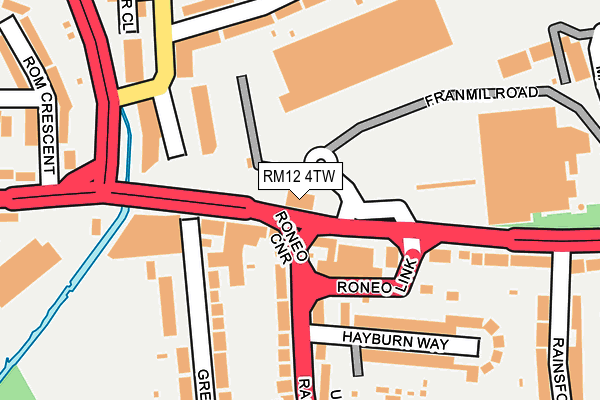RM12 4TW map - OS OpenMap – Local (Ordnance Survey) RM12 4TW map - OS OpenMap – Local (Ordnance Survey)